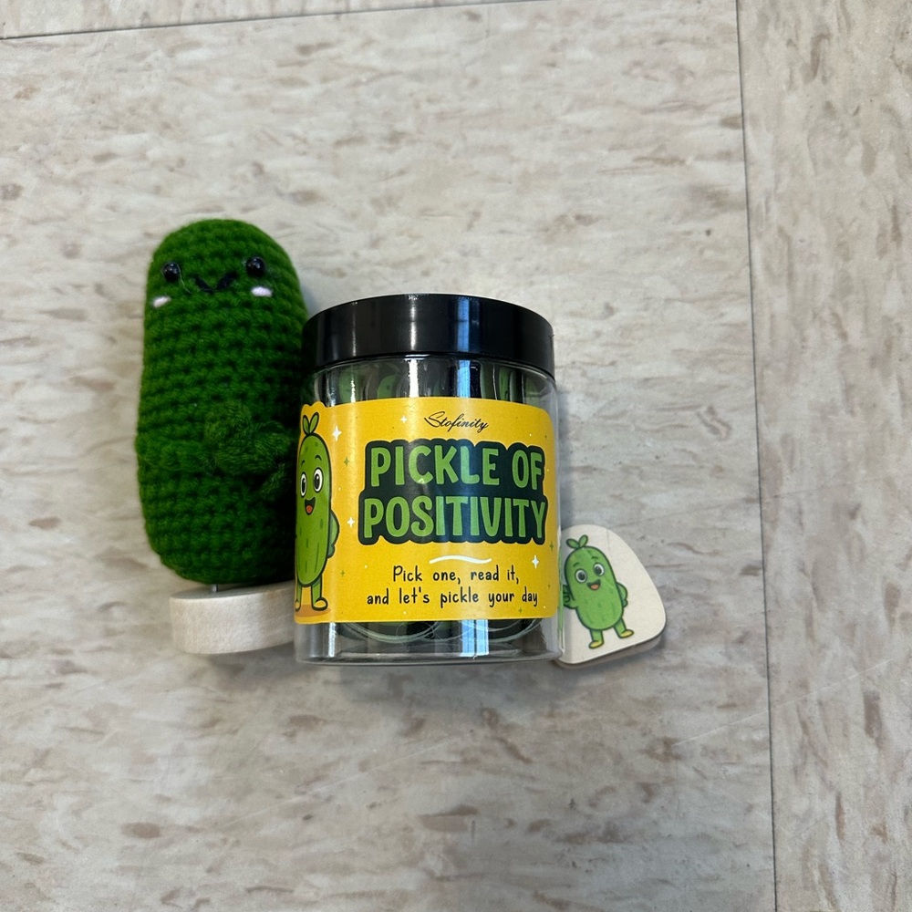 Pickle of Positivity Jar with Green Knit Pickle